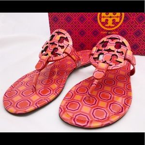 Tory Burch Miller Sandals Coral Pink 7 7.5 8 8.5